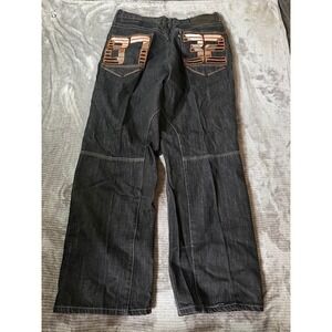 Eight 732 Mens Dark Wash Wide Leg Denim Jeans Streetwear Y2K Black 44x32